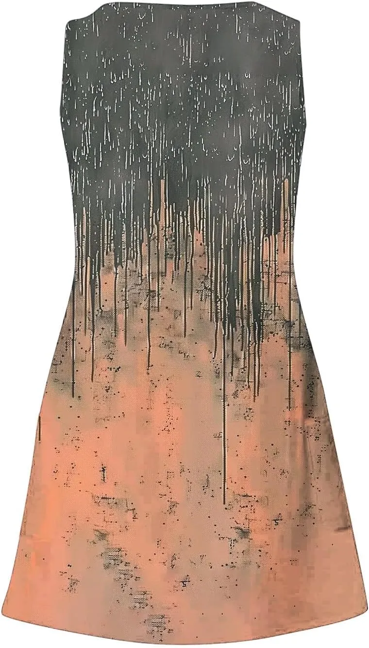 Womens Summer Dresses 2025 Trendy Casual Sleeveless Sundresses Beach Vacation Boho Floral Coverup Flowy Tank Dress