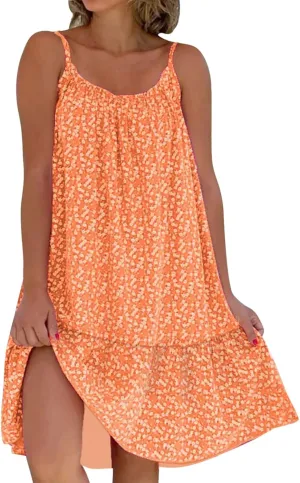 Womens Summer Dresses Loose U Neck Sleeveless Sundresses Beach Cute Teen Short 2025 Trendy Outfits