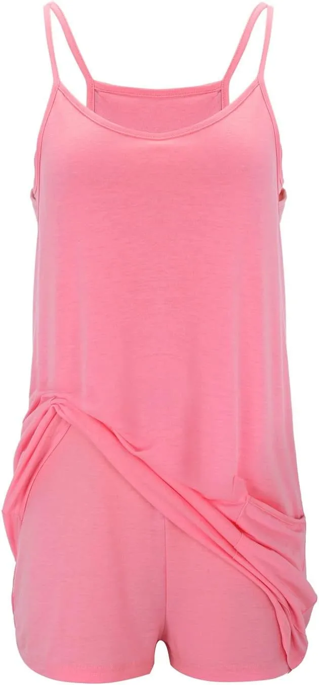 Womens Summer Mini Romper Dresses Workout Tennis Dress Sports Athletic Outfits Built in Shorts Trendy Vacation Dress