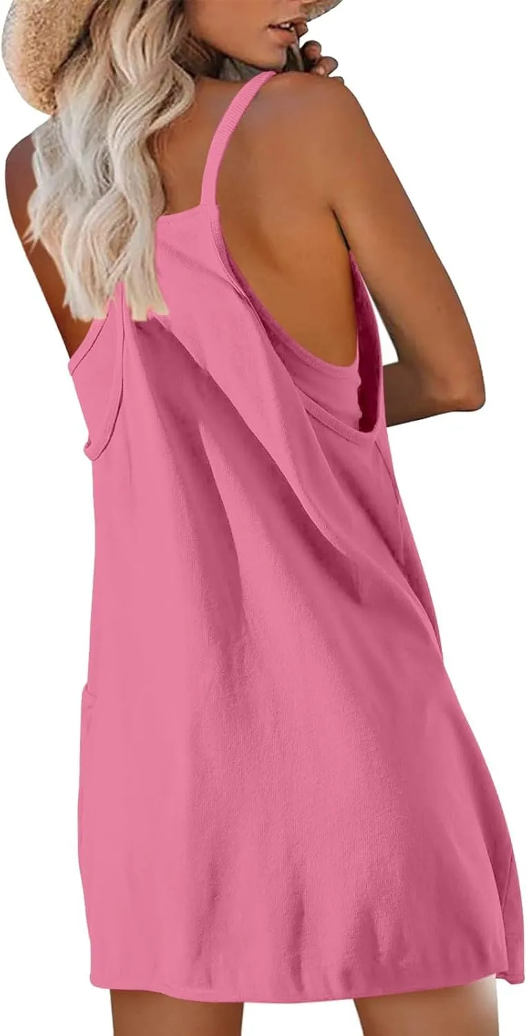 Womens Summer Mini Romper Dresses Workout Tennis Dress Sports Athletic Outfits Built in Shorts Trendy Vacation Dress