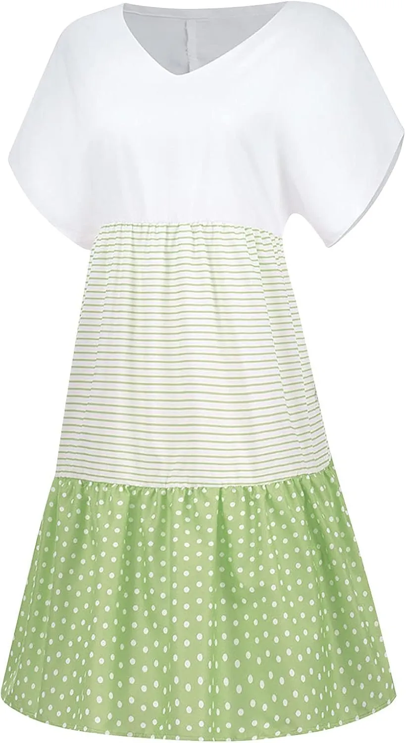 Womens Summer Ruffle Dresses Loose Flowy Mini Dress with Pockets Dressy Casaul Vacation Beach Sundress S-5XL