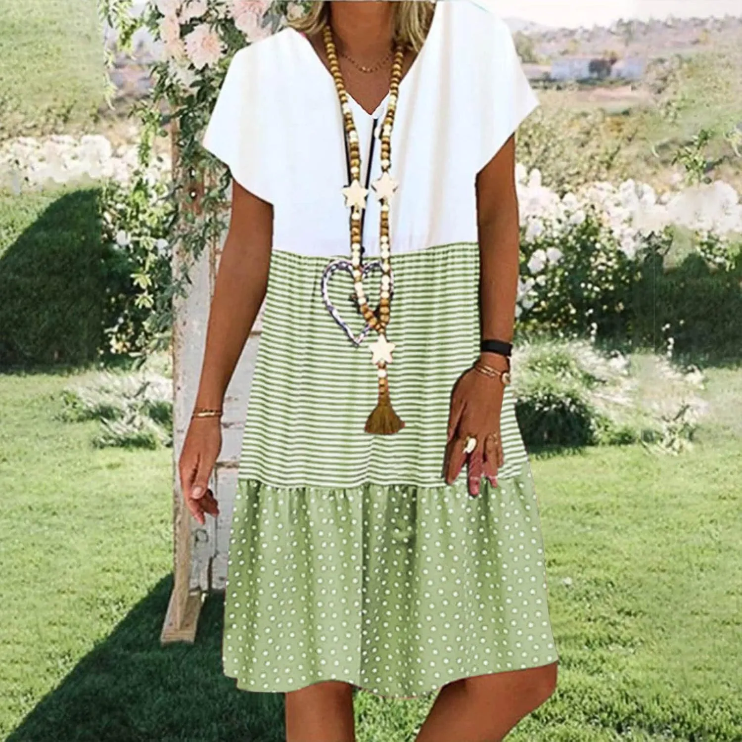 Womens Summer Ruffle Dresses Loose Flowy Mini Dress with Pockets Dressy Casaul Vacation Beach Sundress S-5XL