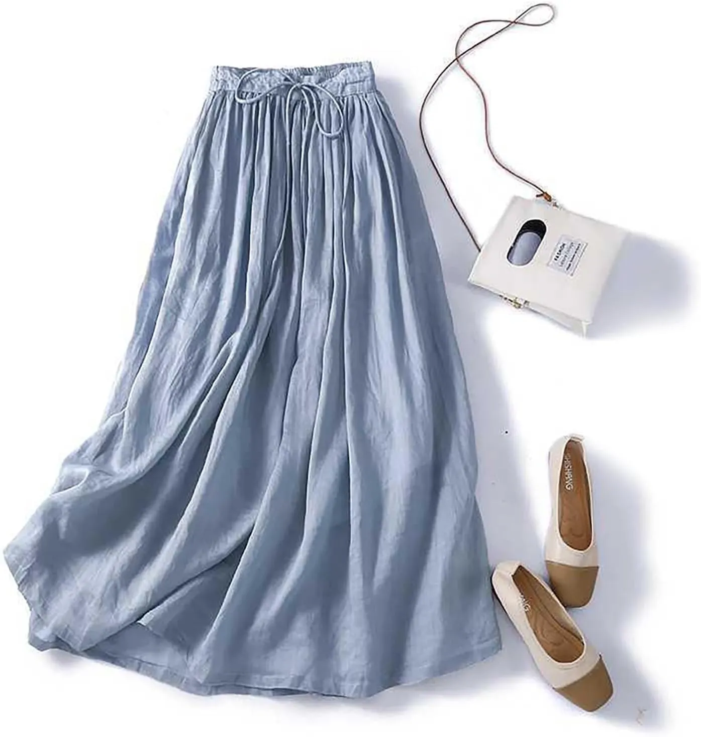 Women's Summer Skirts Elastic Waist Maxi Skirt 2025 Resort Wear Lightweight Pleated Half Dress Trendy Clothes