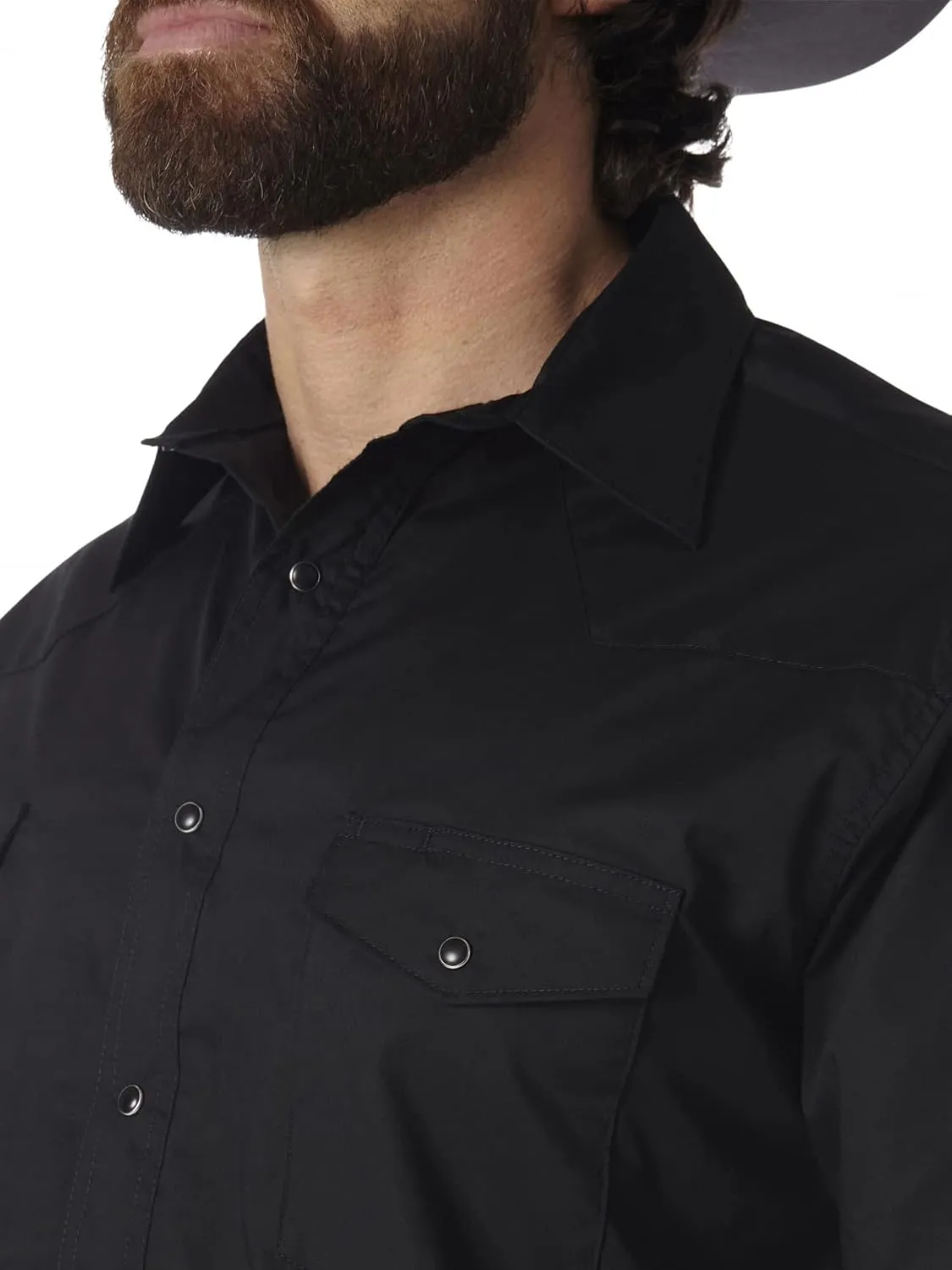 Wrangler Men's Sport Western Basic Two Pocket Long Sleeve Snap Shirt