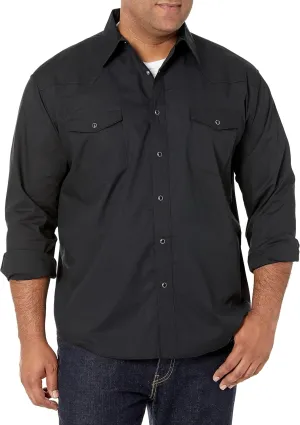 Wrangler Men's Sport Western Basic Two Pocket Long Sleeve Snap Shirt