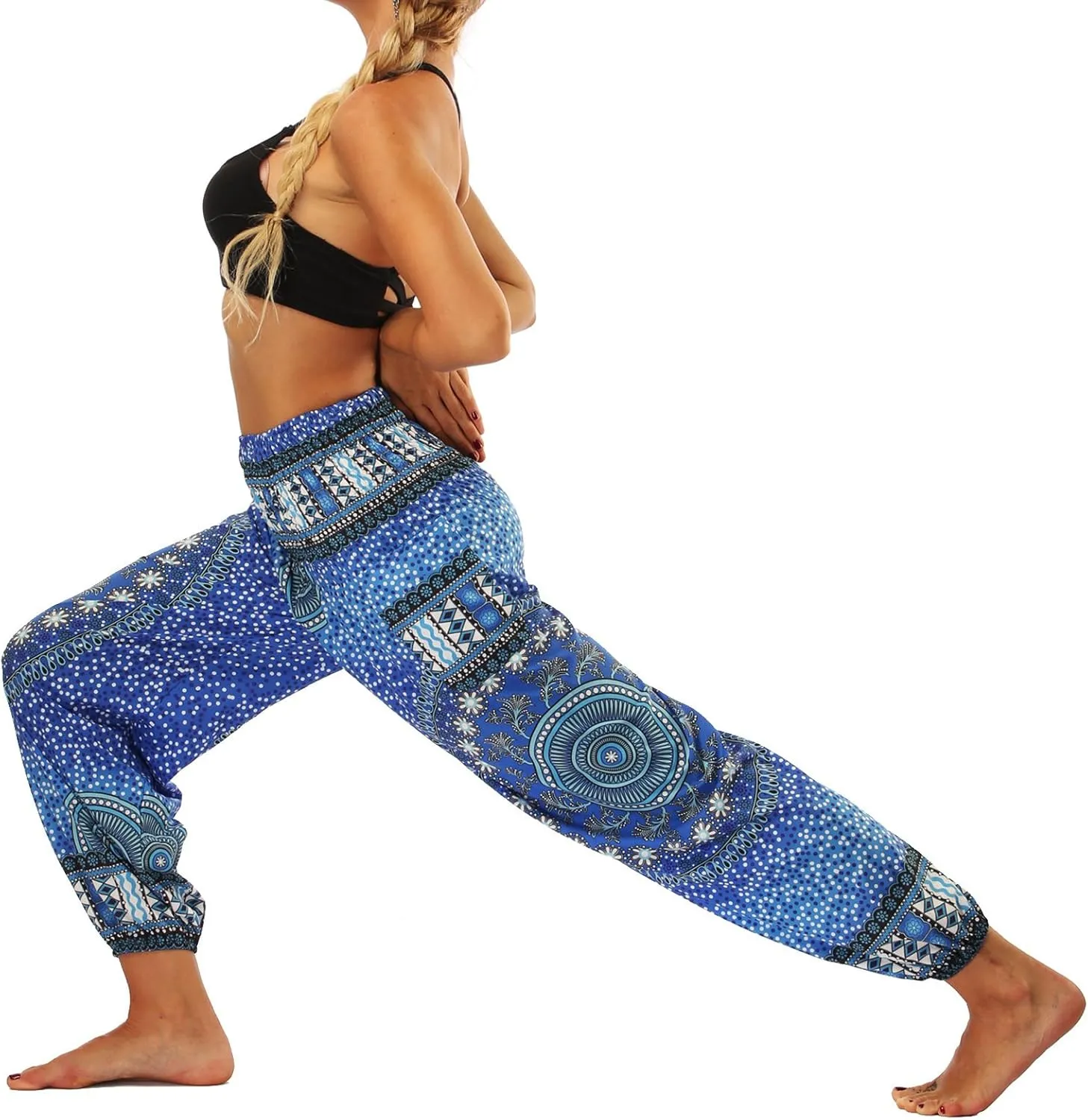 Xixiuly Women's Hippie Harem Yoga Pants with Pockets High Waist Trousers Summer Beach