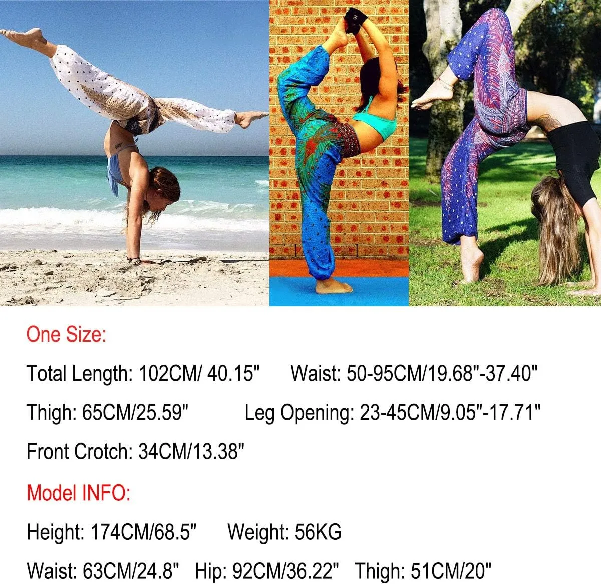 Xixiuly Women's Hippie Harem Yoga Pants with Pockets High Waist Trousers Summer Beach