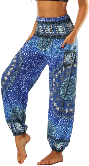 Xixiuly Women's Hippie Harem Yoga Pants with Pockets High Waist Trousers Summer Beach