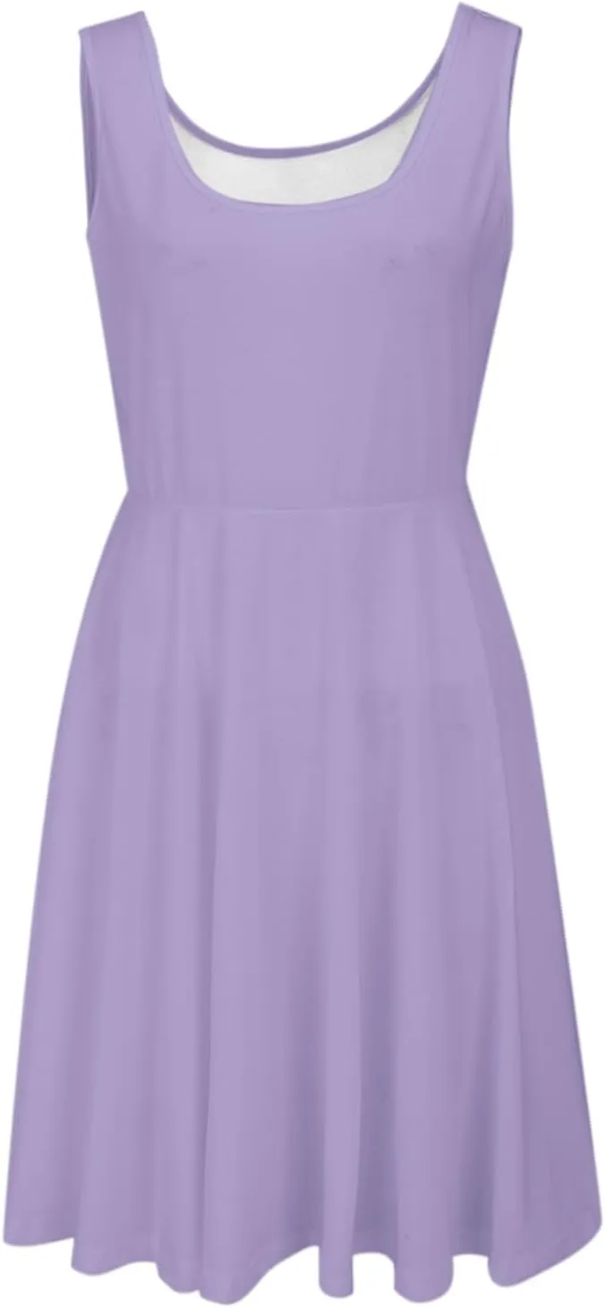 XOWRTE Women's 2025 Summer Sleeveless Sundress Casual Spring Beach Vacation Crewneck Shift Swing Tank Dress Solid Mini Dress