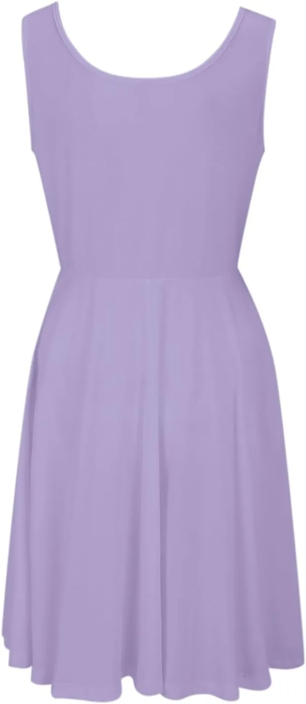 XOWRTE Women's 2025 Summer Sleeveless Sundress Casual Spring Beach Vacation Crewneck Shift Swing Tank Dress Solid Mini Dress