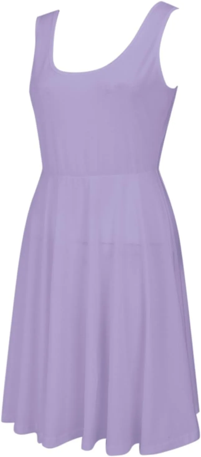 XOWRTE Women's 2025 Summer Sleeveless Sundress Casual Spring Beach Vacation Crewneck Shift Swing Tank Dress Solid Mini Dress