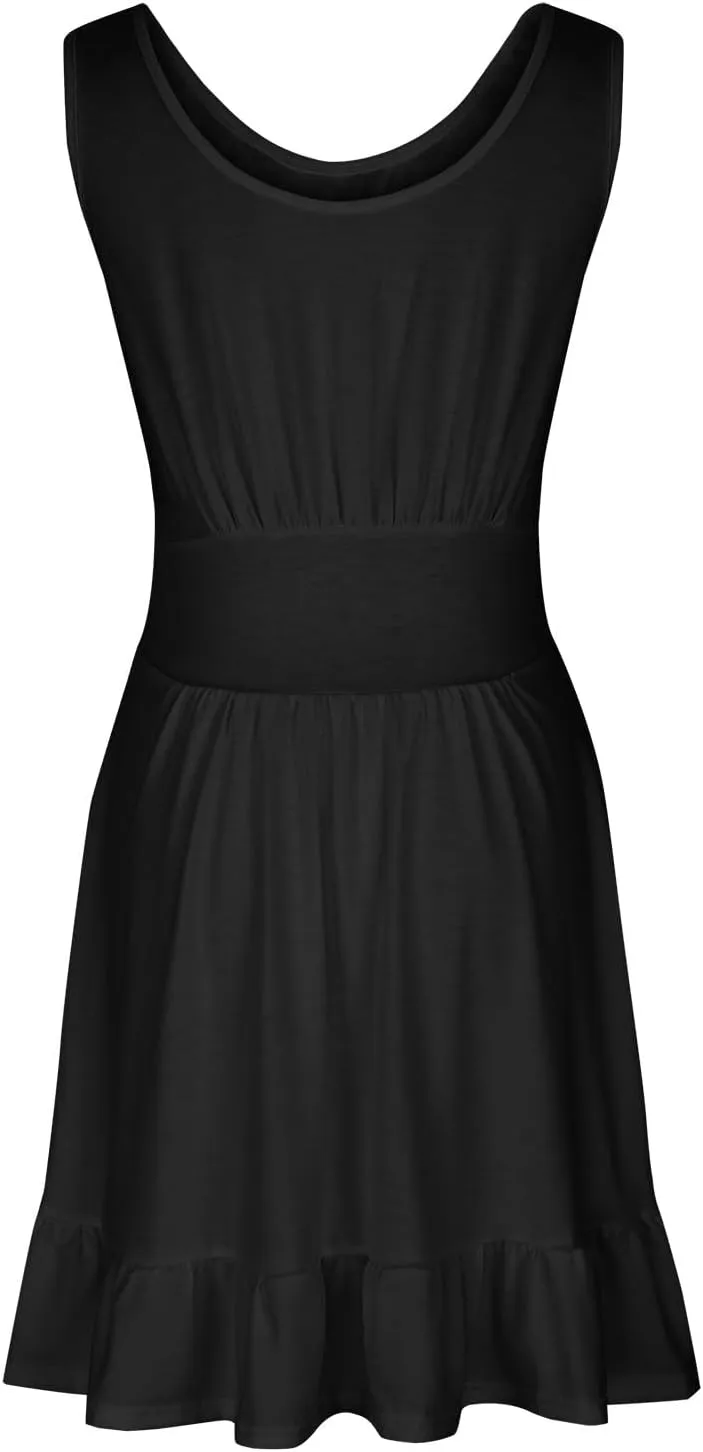 XUNRYAN 2024 Summer Tank Dresses Women Casual Mini Dress Sleeveless Tiered Ruffle Sundress Trendy Beach Vacation Outfit