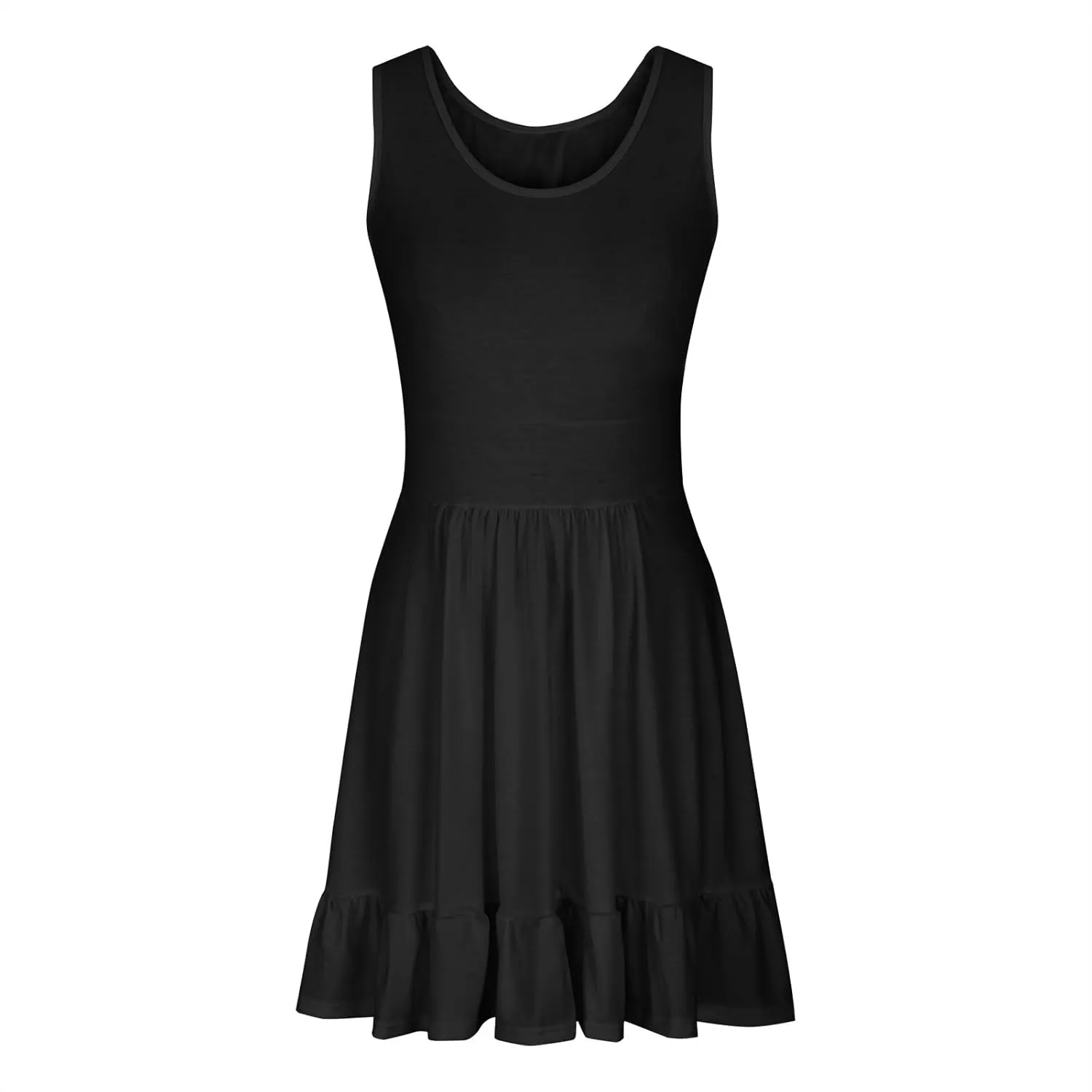 XUNRYAN 2024 Summer Tank Dresses Women Casual Mini Dress Sleeveless Tiered Ruffle Sundress Trendy Beach Vacation Outfit