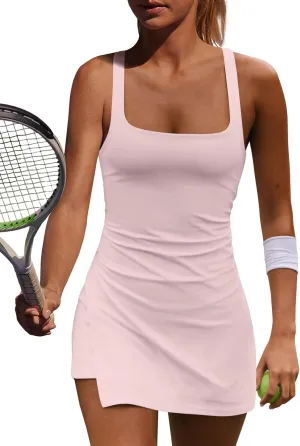 Yanekop Womens Tennis Dress with Built in Shorts Golf Dress Athletic Outfits Active Dresses Workout Dress Yoga