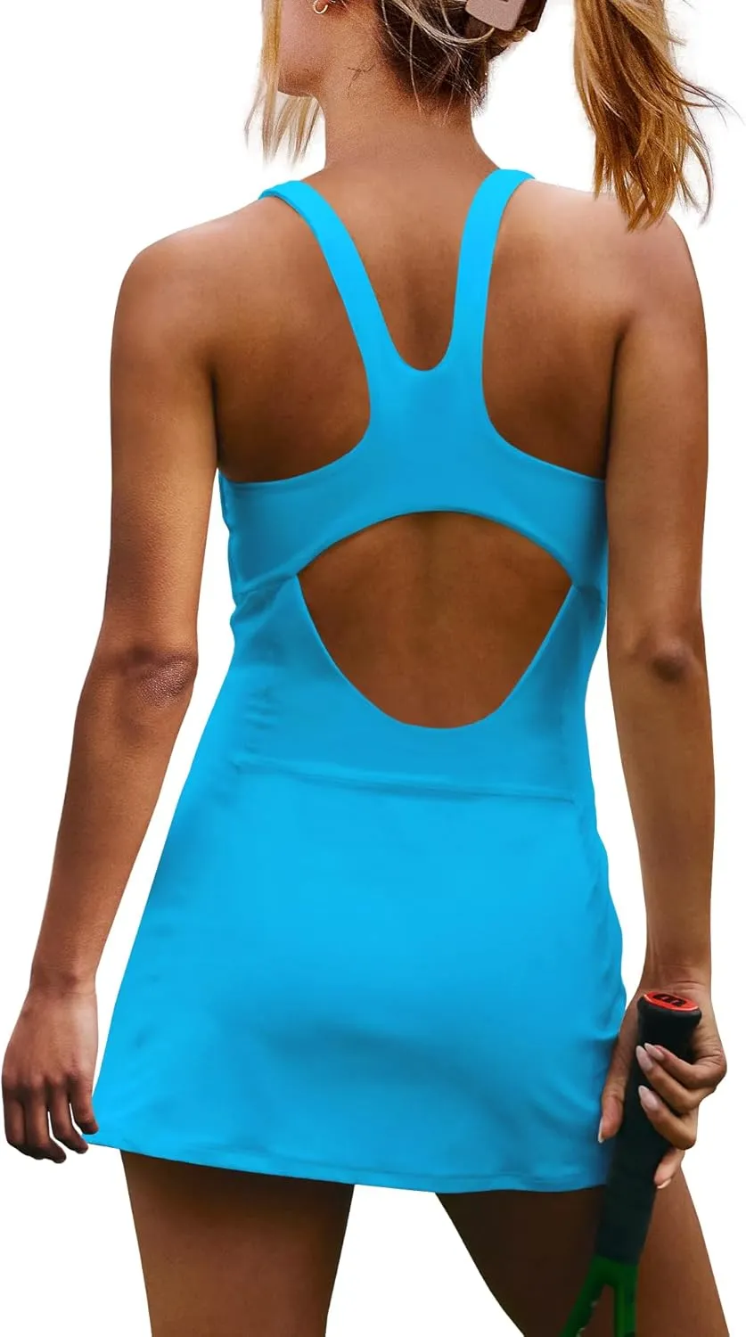 Yanekop Womens Tennis Dress with Built in Shorts Golf Dress Athletic Outfits Active Dresses Workout Dress Yoga