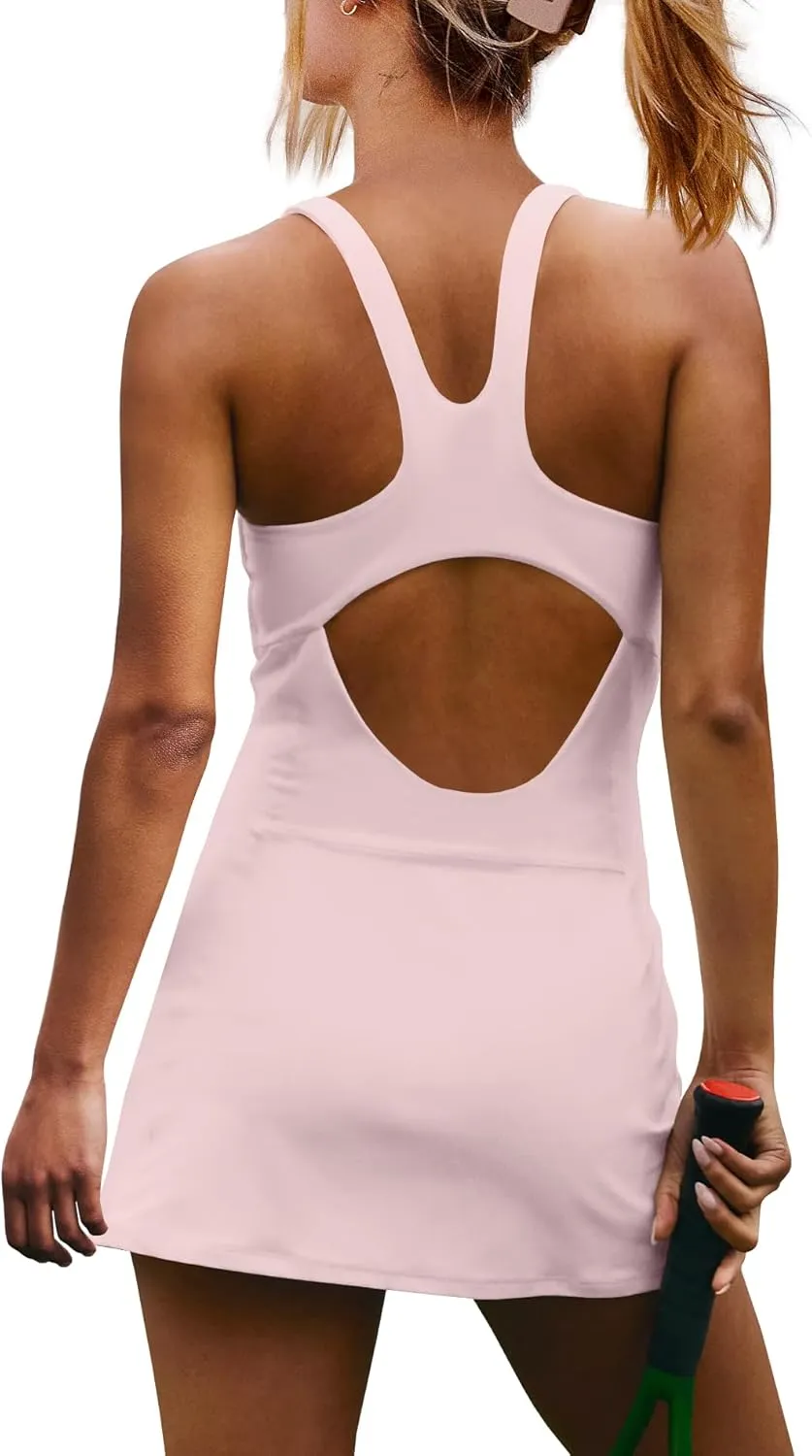 Yanekop Womens Tennis Dress with Built in Shorts Golf Dress Athletic Outfits Active Dresses Workout Dress Yoga