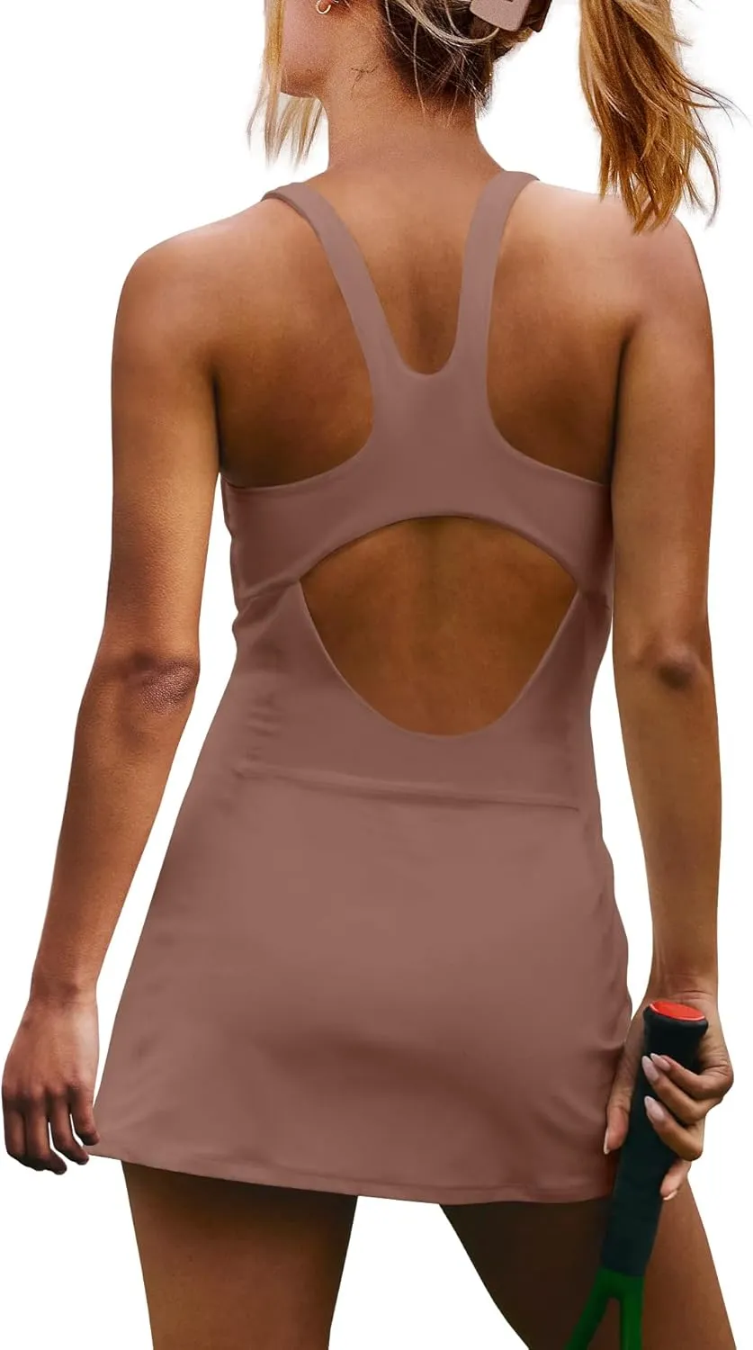 Yanekop Womens Tennis Dress with Built in Shorts Golf Dress Athletic Outfits Active Dresses Workout Dress Yoga